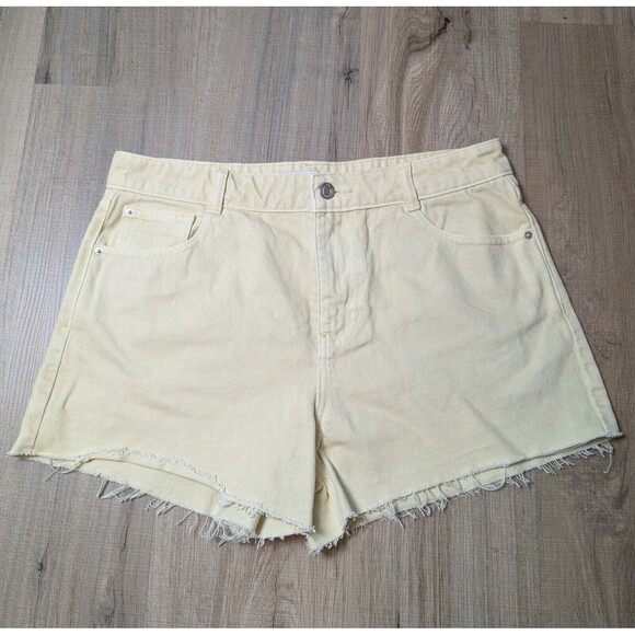 Zara Women's Yellow Denim Shorts Size 6 Cut Off Designer 90s - Picture 1 of 8